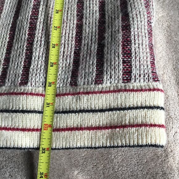 LeROY Women's Knitwear Beige Tan Aztec Native Mohair Tunic Cardigan Sweater Sz M - Picture 9 of 9